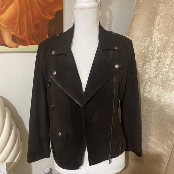 ⛔️❌ S O L D ❌⛔️ Rebecca Mincoff Wes Suede Jacket Dark Brown Size M - Picture 4 of 12
